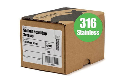 M6 x 12mm Socket Cap Screws 316 Box 50