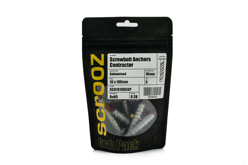 Screw Bolts Contractor Gal 10 x 75mm pack 10