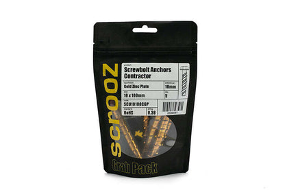 Screw Bolt Contractor Zinc 8 x 100mm Grab Pack 10