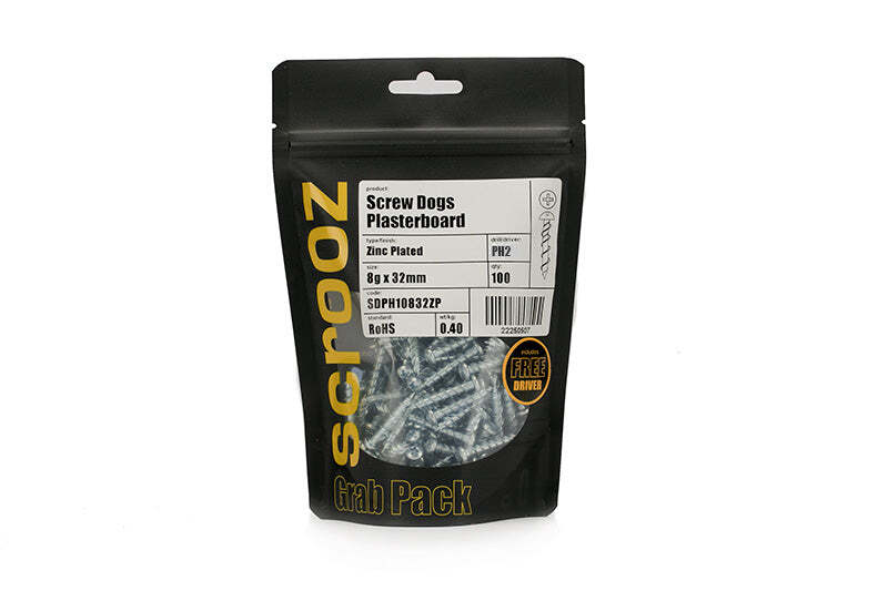 Screw Dogs Plasterboard PH 32mm Grab Pack 100