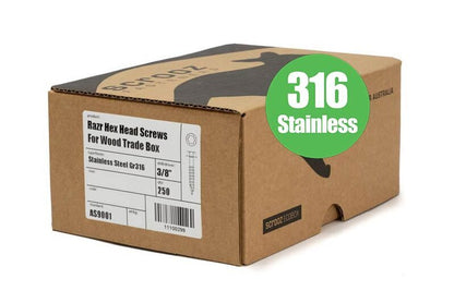 14g x 65mm Razr Hex Head 316 Stainless box 250