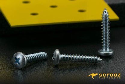 6g x 16mm Self Tapping Screws PAN BZP box 1000