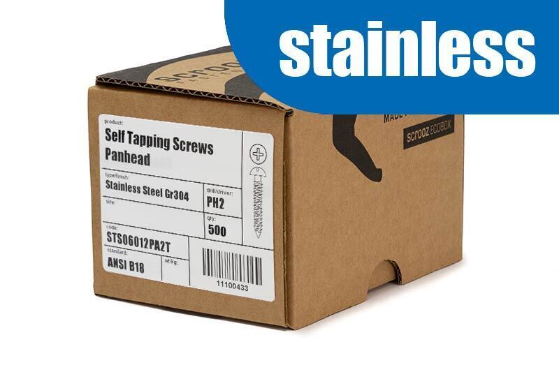 8g x 75mm 304 Stainless Self Tap PAN CTN 1000