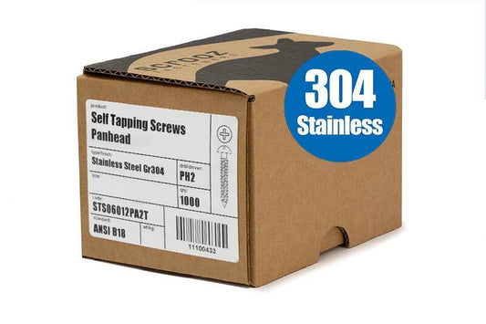 10g x 12mm 304 Stainless Self Tap PAN box 1000