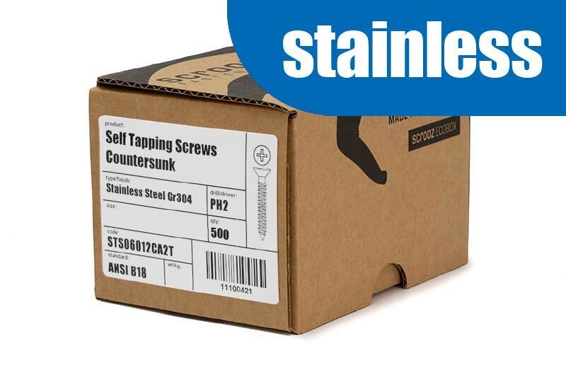 10g x 32mm 304 Stainless Self Tap CSK box 500