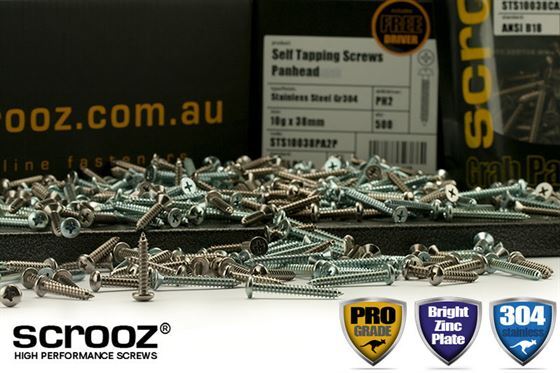 12g x 38mm Self Tapping Screws PAN BZP box 500