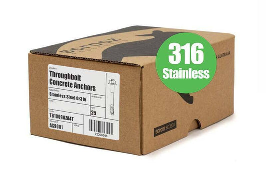 Through Bolts Stainless Steel 10 x 90mm Box 25