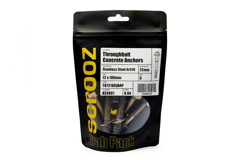 Through Bolts Stainless Steel 12 x 80mm pack 5