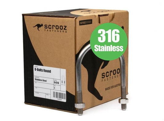 M10 x 60 x 111 U Bolt 316 SS (50NB) Box 1