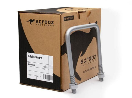 M12 x 67 x 90mm Square U Bolt Kit HDG Box 25