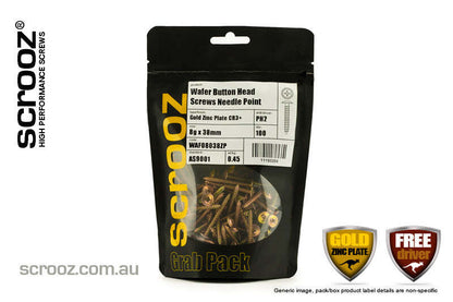 8g x 16mm Wafer Button Needle Gold Zinc pack 100