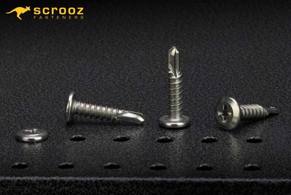 10g x 16mm 410 Stainless Wafer Tek Screws Box 1000