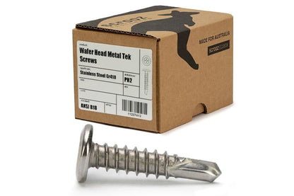 10g x 30mm 410 Stainless Wafer Tek Screws Box 1000