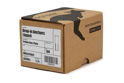 Drop in Anchors Lipped YZP 6 x 25mm Box 100