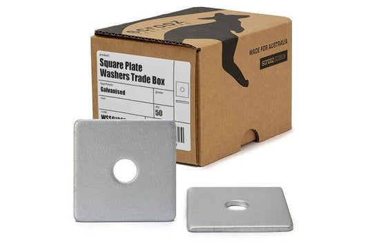 Square Washers M12 x 38mm x 3mm Gal box 50