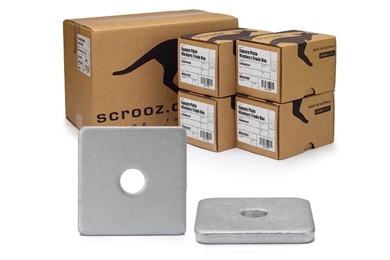 Square Washers M10 x 50mm x 6mm Gal CTN 100