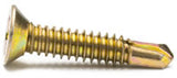 Countersunk Tek Screws Gold Zinc