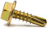 Hex Head Metal Tek Screws Gold Zinc